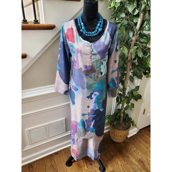 SHEIN Women Multicolor Polyester Round Neck Long Sleeve Maxi Dress Size X-Large - Picture 11 of 11